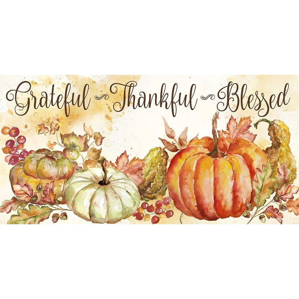 Watercolor Harvest Pumpkin Grateful Thankful Blessed Poster Print by Tre Sorelle Studios Image 2