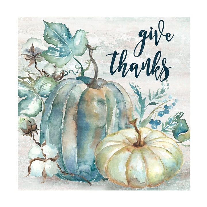 Blue Watercolor Harvest Square Give Thanks Poster Print by Tre Sorelle Studios Image 2