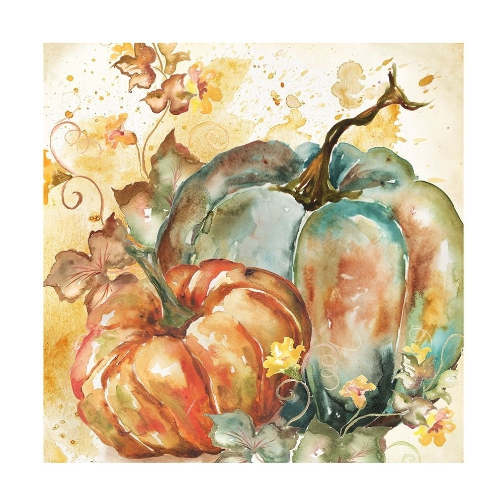 Watercolor Harvest Teal And Orange Pumpkins Ii Poster Print by Tre Sorelle Studios Image 2