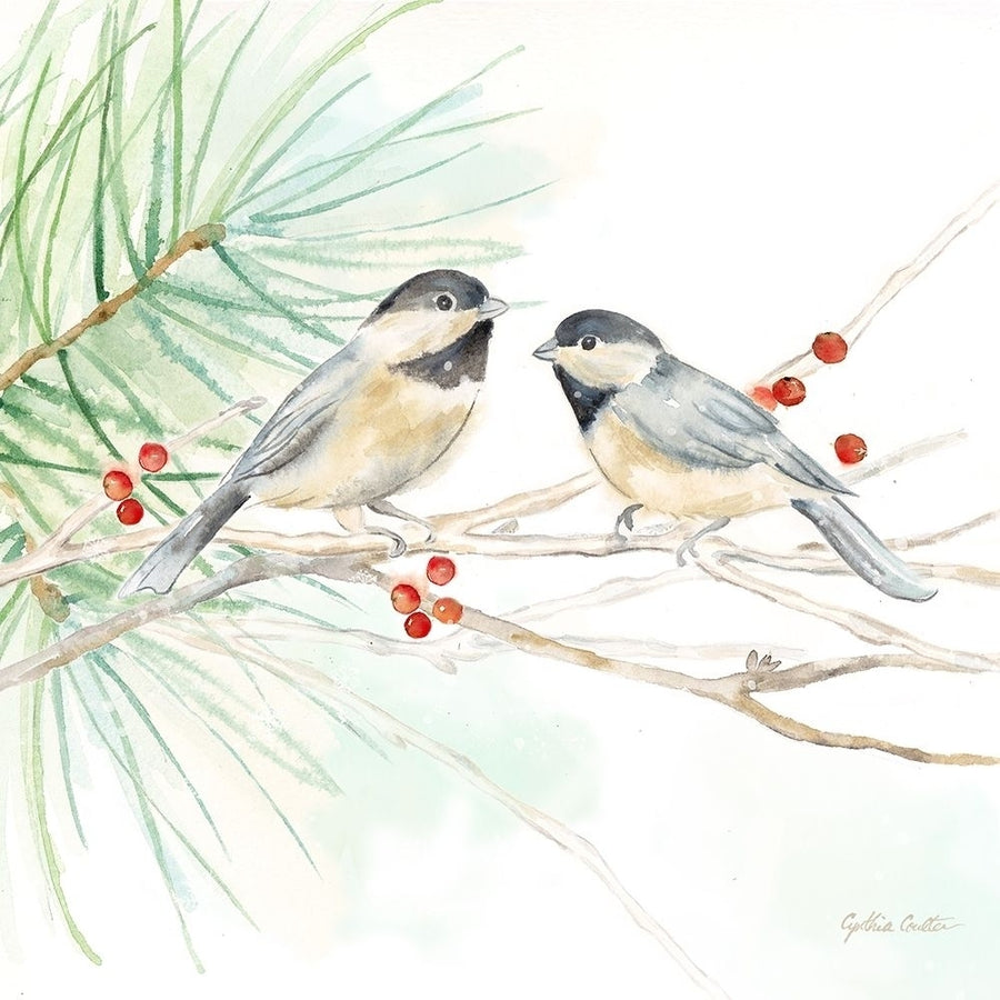 Winter Birds Ii Chickadees Poster Print by Cynthia Coulter Image 1