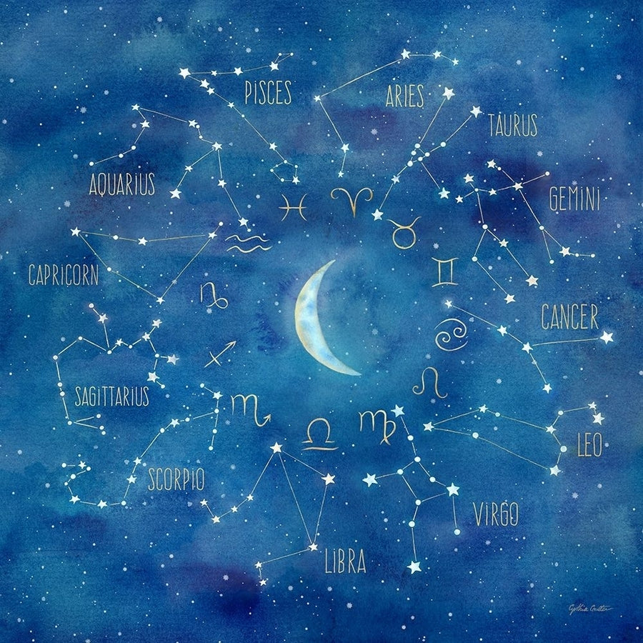 Star Sign with Moon Square Poster Print by Cynthia Coulter Image 1