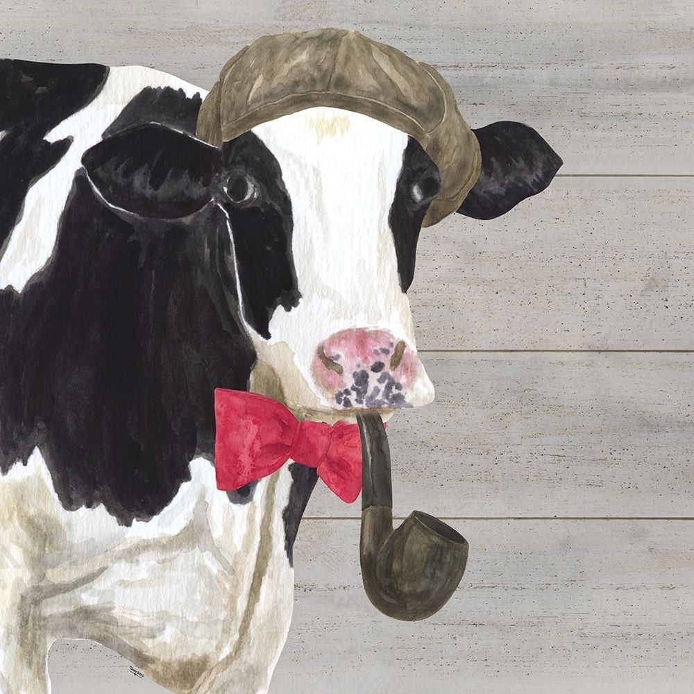 Intellectual Animals II Cow and Pipe Poster Print by Tara Reed Image 1