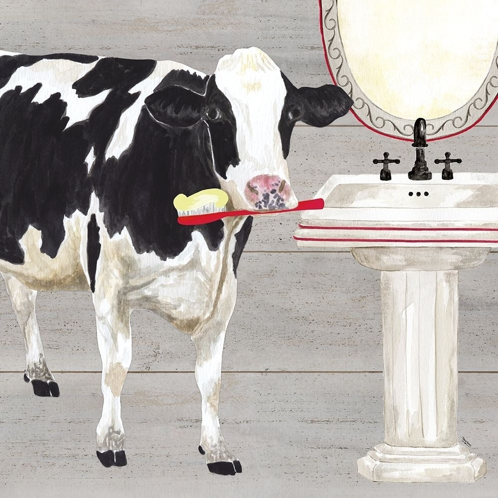 Bath time for Cows Sink Poster Print by Tara Reed Image 1