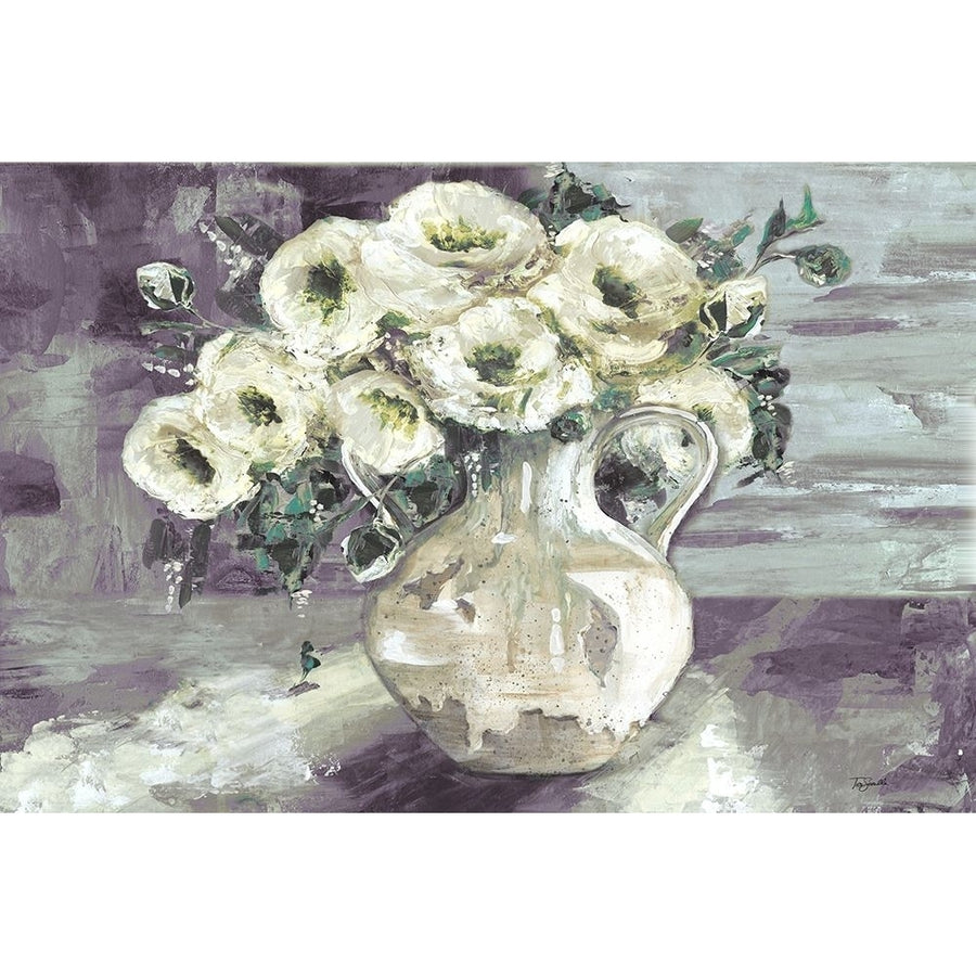 White Flowers in Pottery Pitcher Poster Print by Tre Sorelle Studios Image 1