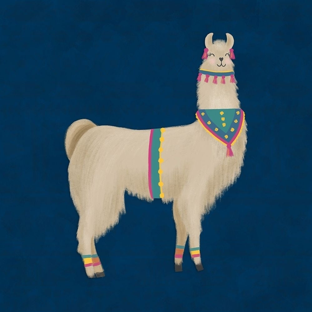 Lovely Llama Jewel Tones III-Blue Poster Print by Noonday Design Image 1