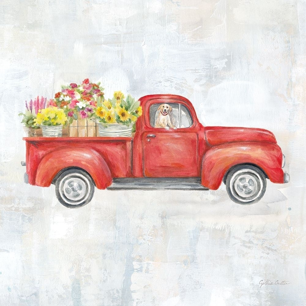 Vintage Red Truck Poster Print by Cynthia Coulter Image 1