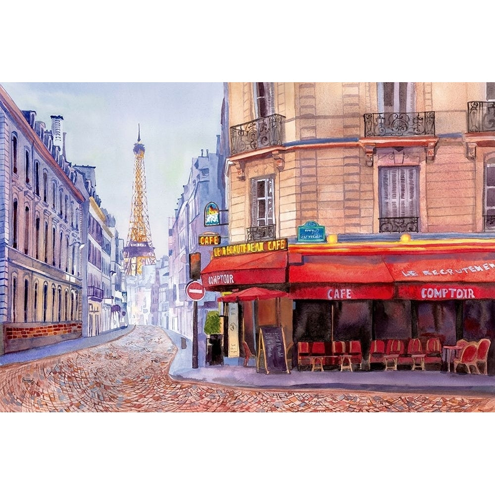 Paris Cafe w/Eiffel Poster Print by Bannarot Bannarot Image 1