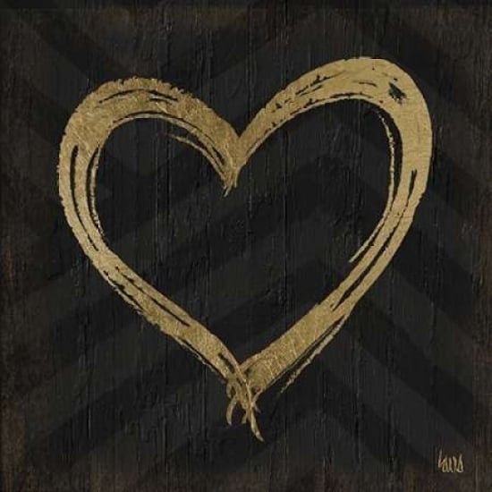 Chevron Sentiments Gold Heart Trio II Poster Print by h.artworks Image 2