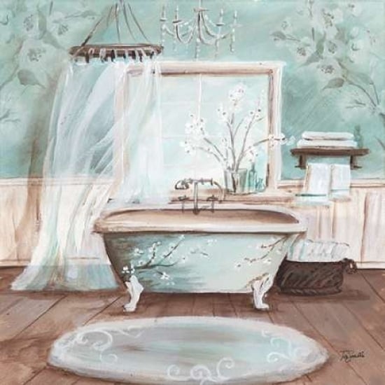 Aqua Blossom Bath II Poster Print by Tre Sorelle Studios Image 1