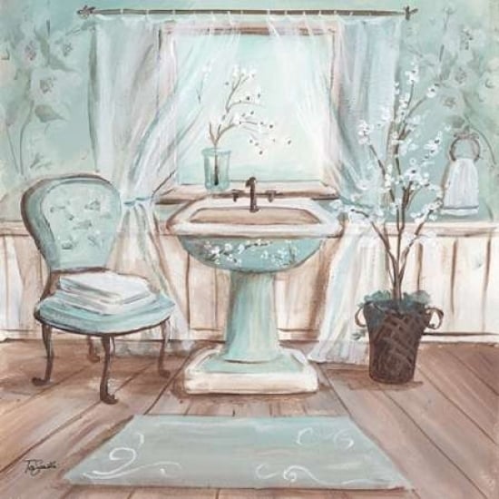 Aqua Blossom Bath I Poster Print by Tre Sorelle Studios Image 1