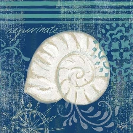 Navy Blue Spa Shells I Poster Print by Rebecca Lyon Image 2