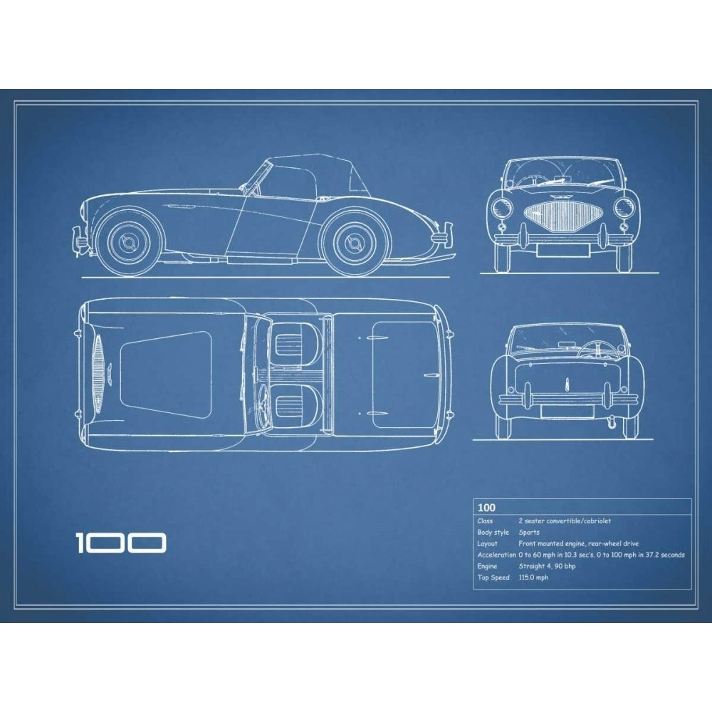 Austin-Healey 100-Blue Poster Print by Mark Rogan RGN112715 Image 1