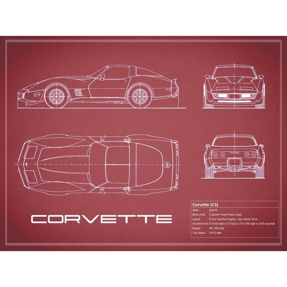 Corvette C3-Maroon Poster Print by Mark Rogan RGN112722 Image 1