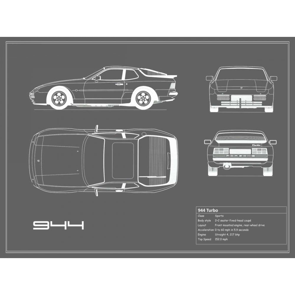 Porsche 944 Turbo-Grey Poster Print by Mark Rogan RGN112780 Image 1