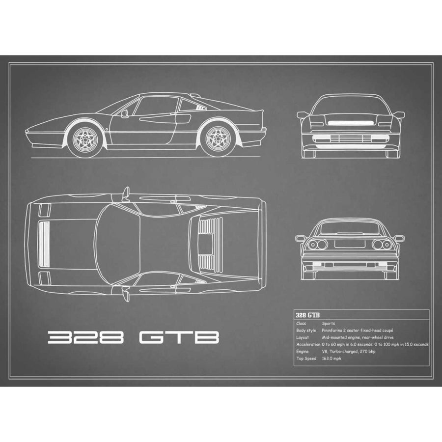 Ferrari 328-GTB-Grey Poster Print by Mark Rogan RGN112729 Image 1