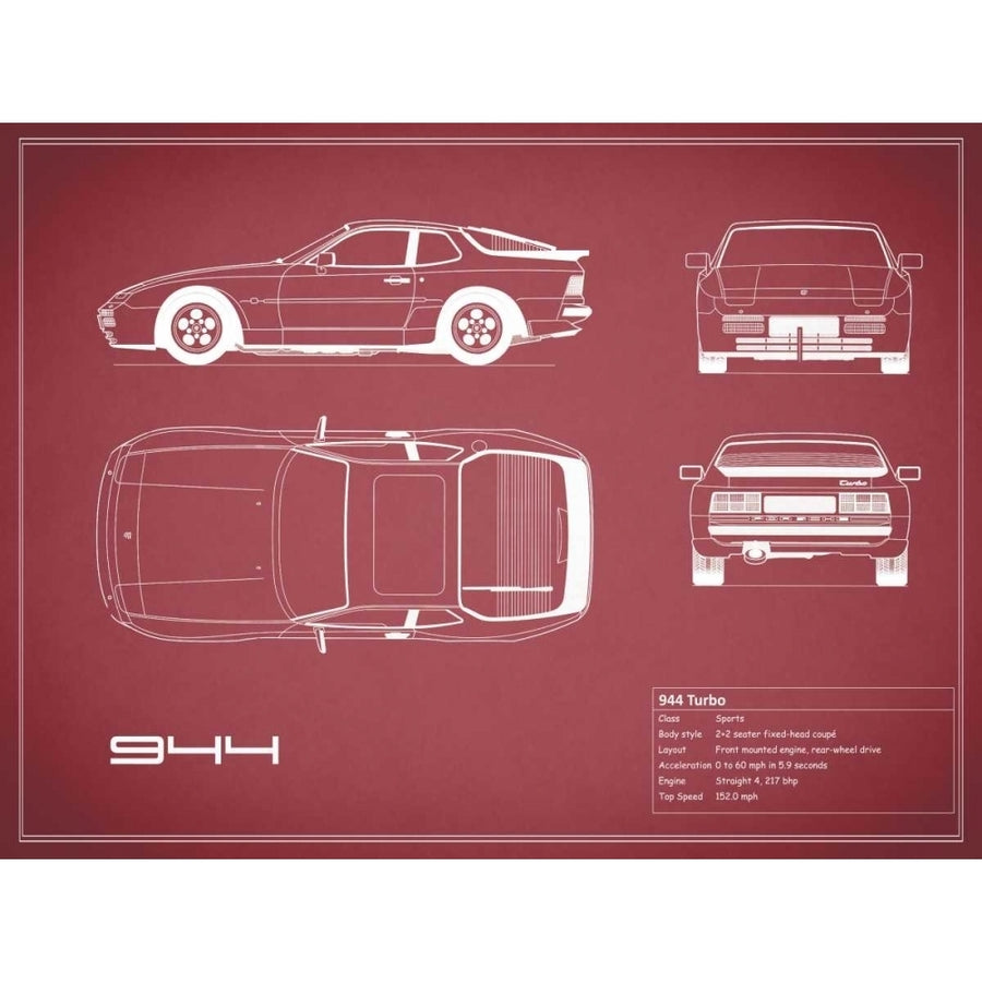 Porsche 944 Turbo-Maroon Poster Print by Mark Rogan RGN112782 Image 1