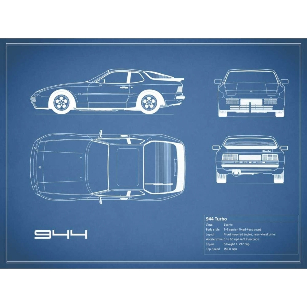 Porsche 944 Turbo-Blue Poster Print by Mark Rogan RGN112781 Image 1