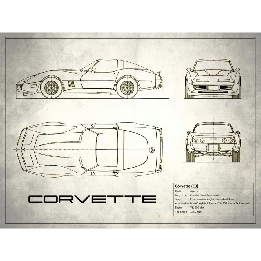 Corvette C3 White Poster Print by Mark Rogan RGN113194 Image 1