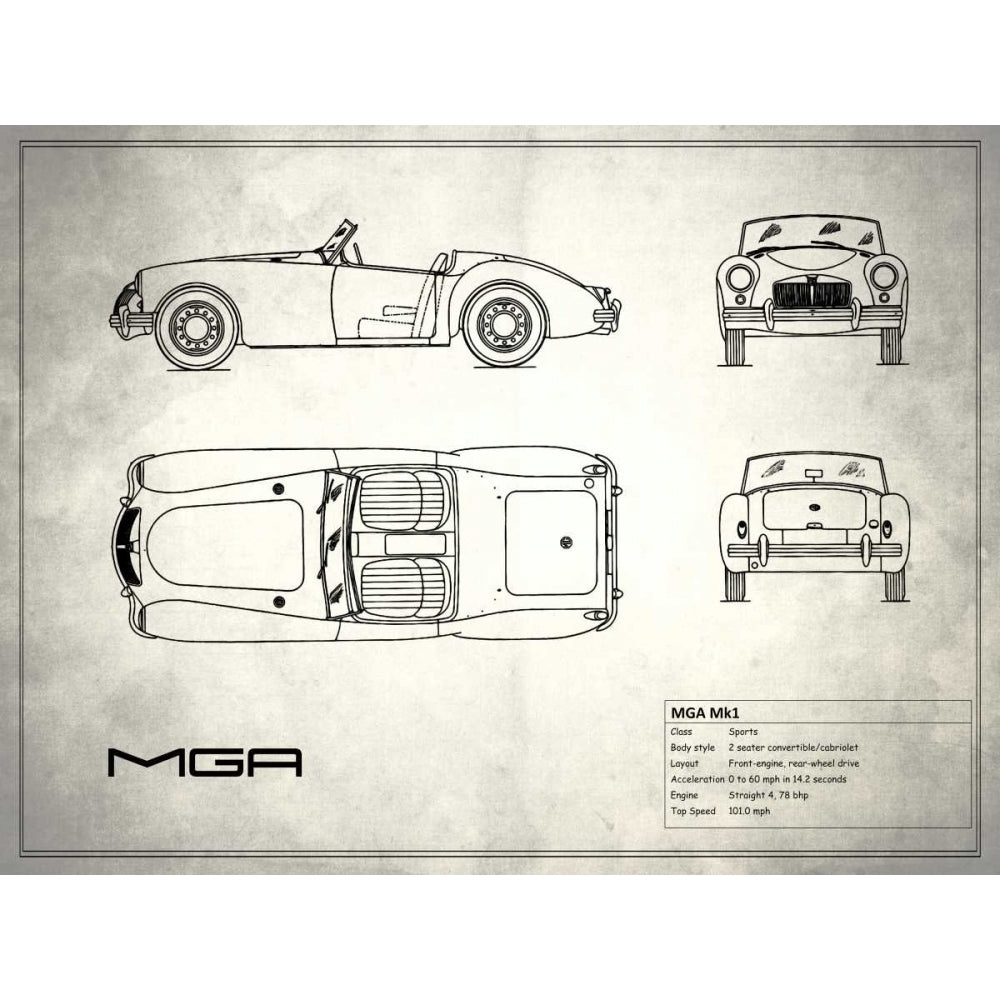 MG MGA White Poster Print by Mark Rogan RGN113209 Image 1