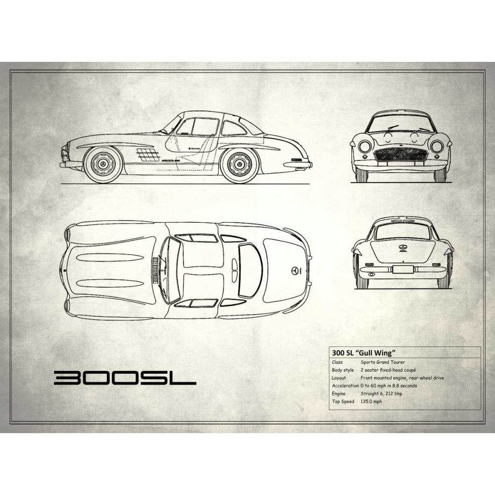 Mercedes 300SL Gullwing White Poster Print by Mark Rogan RGN113207 Image 1