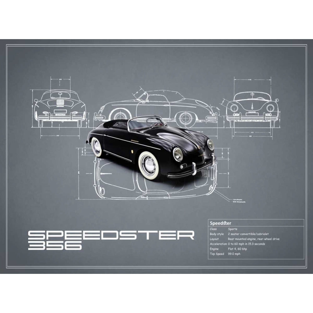 Porsche Speedster 1959 White Poster Print by Mark Rogan RGN113224 Image 1