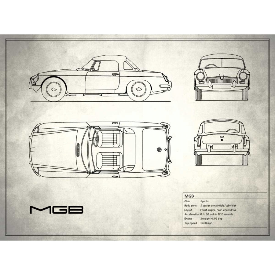 MG MGB White Poster Print by Mark Rogan RGN113210 Image 1