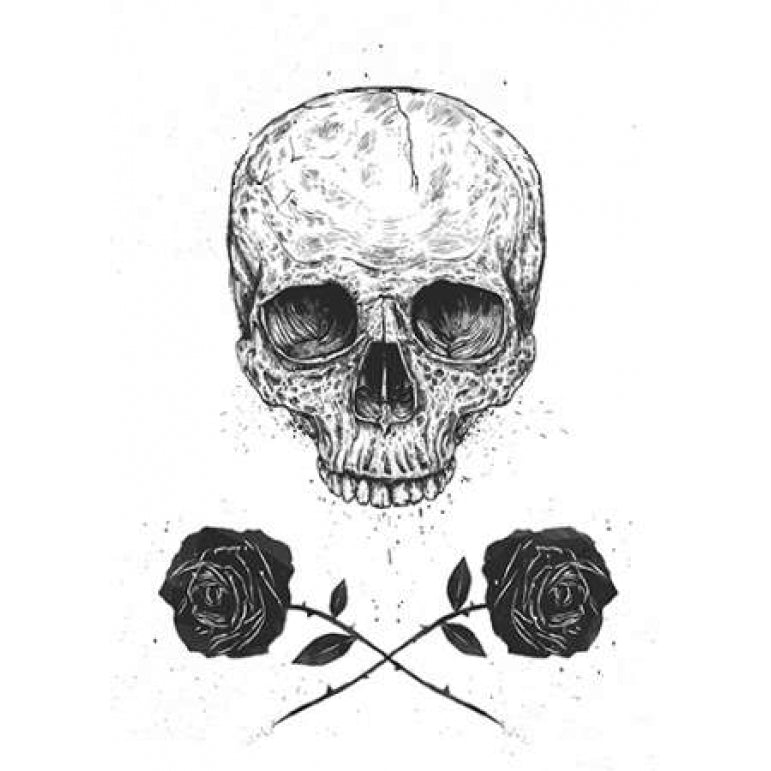 Skull N Roses Poster Print by Balazs Solti Image 2