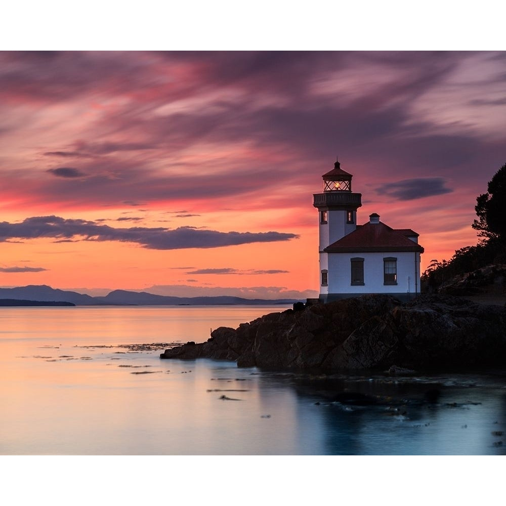 Orange Sunset At Lime Kiln Lighthouse Poster Print by Shawn/Corinne Severn Image 2