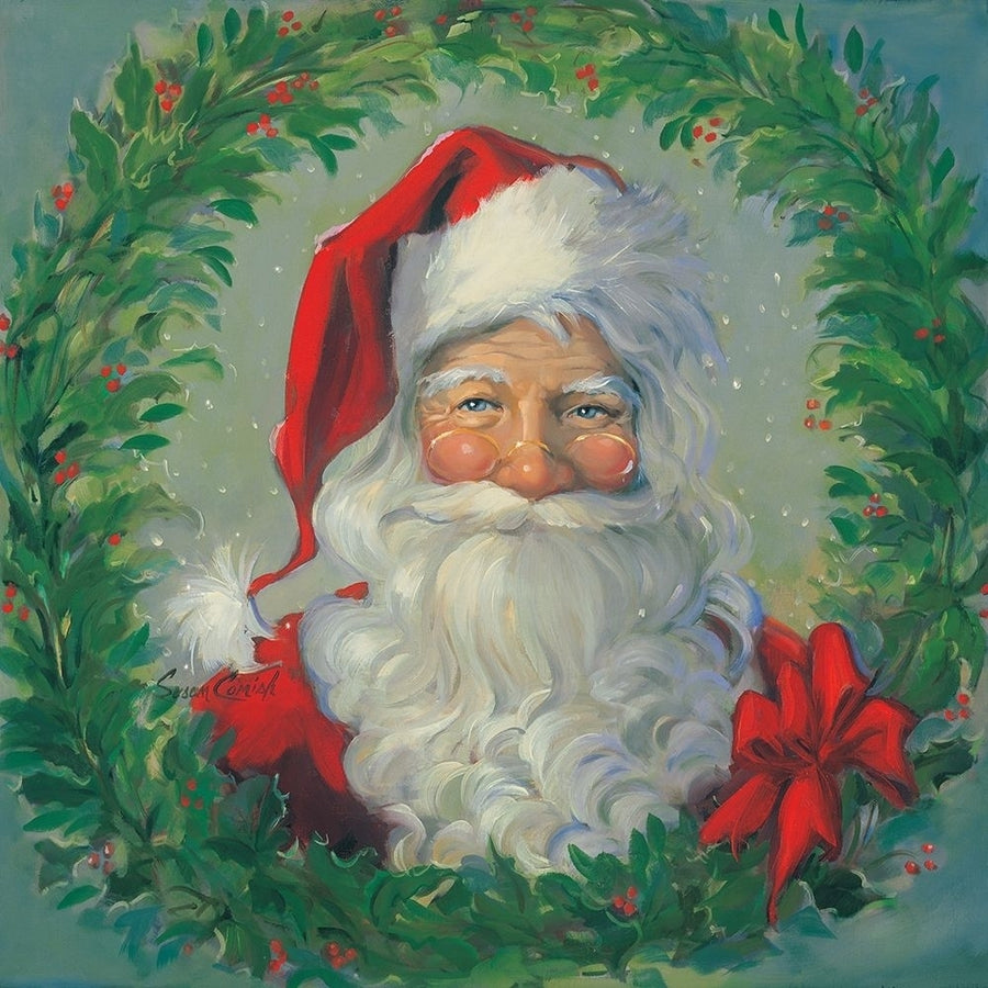 Santa Wreath Poster Print by Susan Comish Image 1