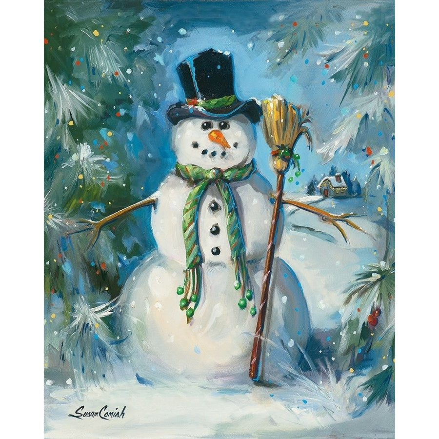 Sweeping Snowman Poster Print by Susan Comish Image 1