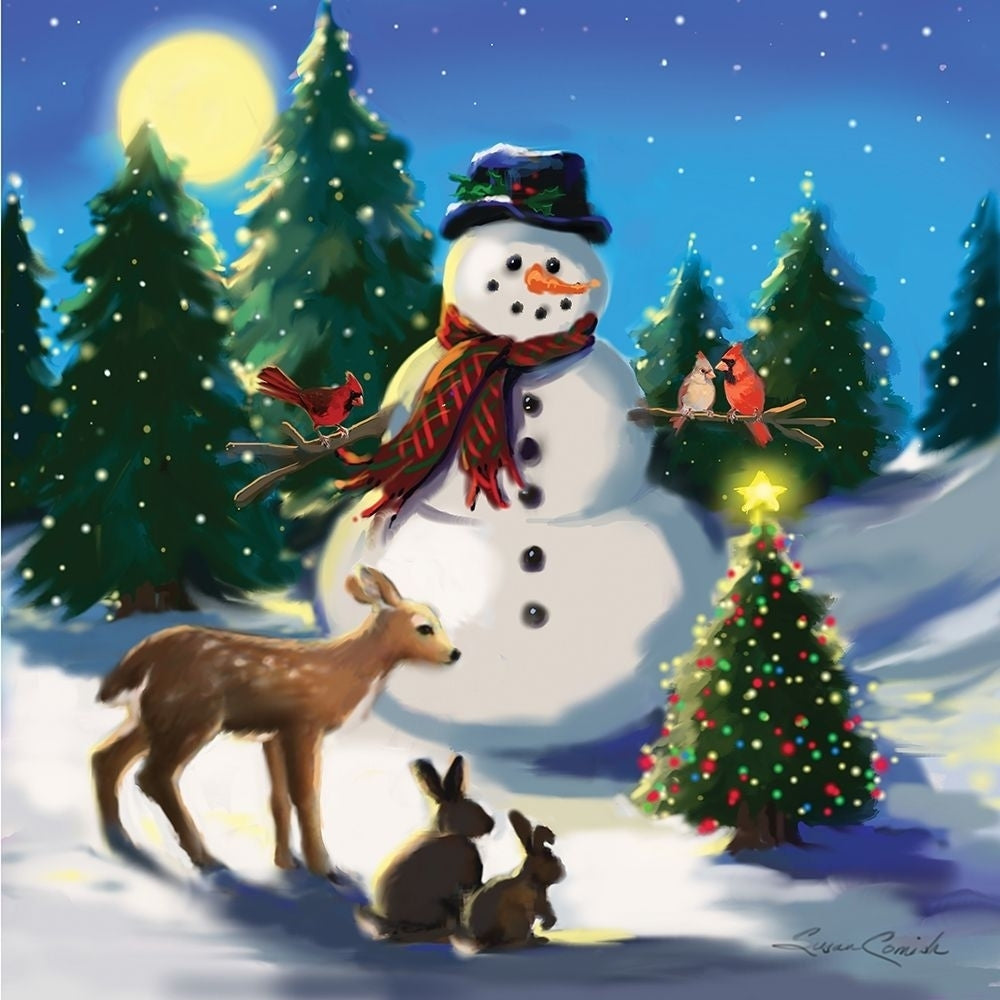 Snowman and Friends Poster Print by Susan Comish Image 1