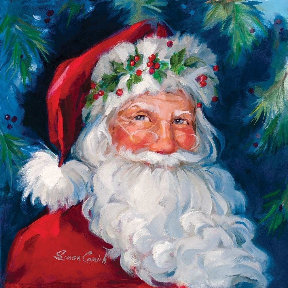 Hollyberry Santa Poster Print by Susan Comish Image 1