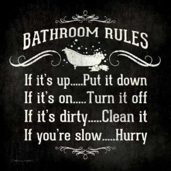 Bathroom Rules - Black Poster Print by Stephanie Marrott Image 1