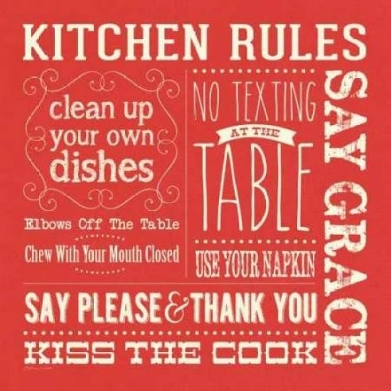 Kitchen Rules - Red Square Poster Print by Stephanie Marrott Image 1