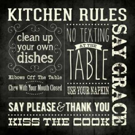 Kitchen Rules - Black Square Poster Print by Stephanie Marrott Image 1