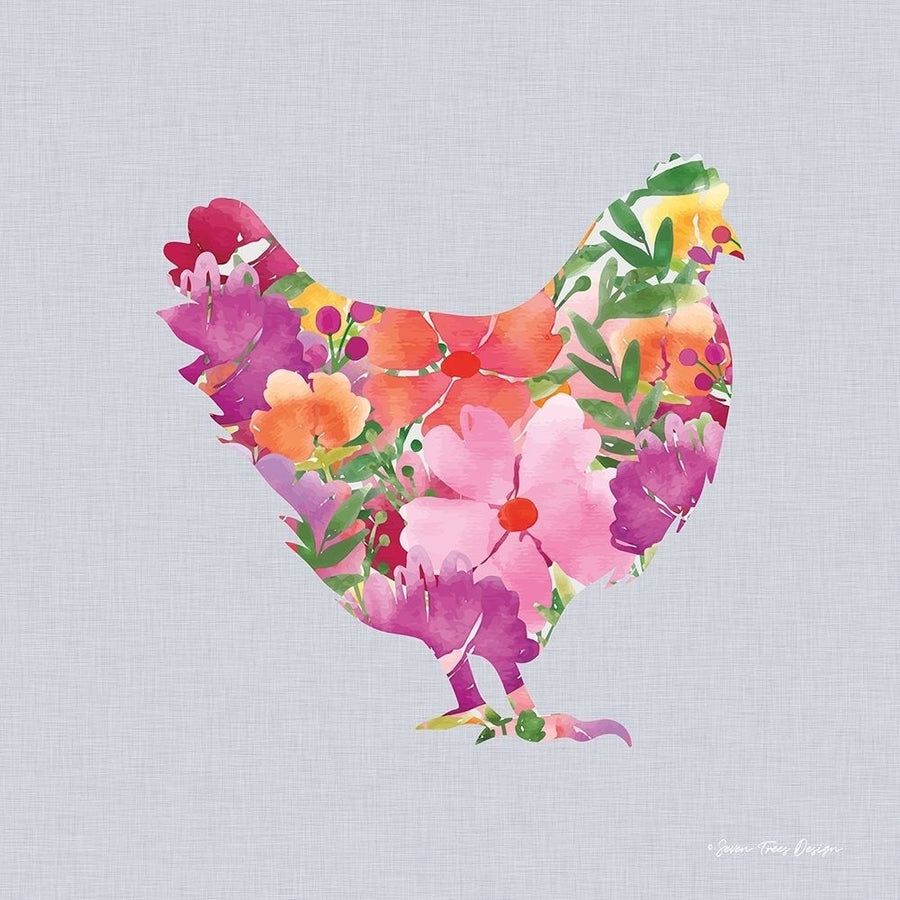 Floral Chicken Poster Print by Seven Trees Design Seven Trees Design Image 1