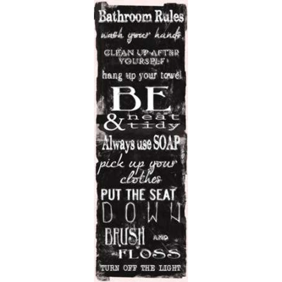 Bathroom Rules Black White Poster Print by Taylor Greene Image 1