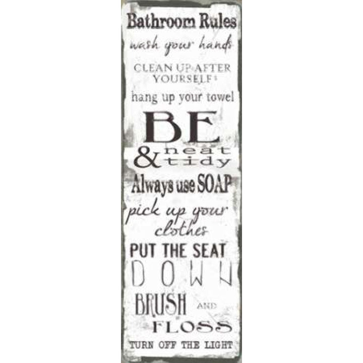 Bathroom Rules White Black Poster Print by Taylor Greene Image 2