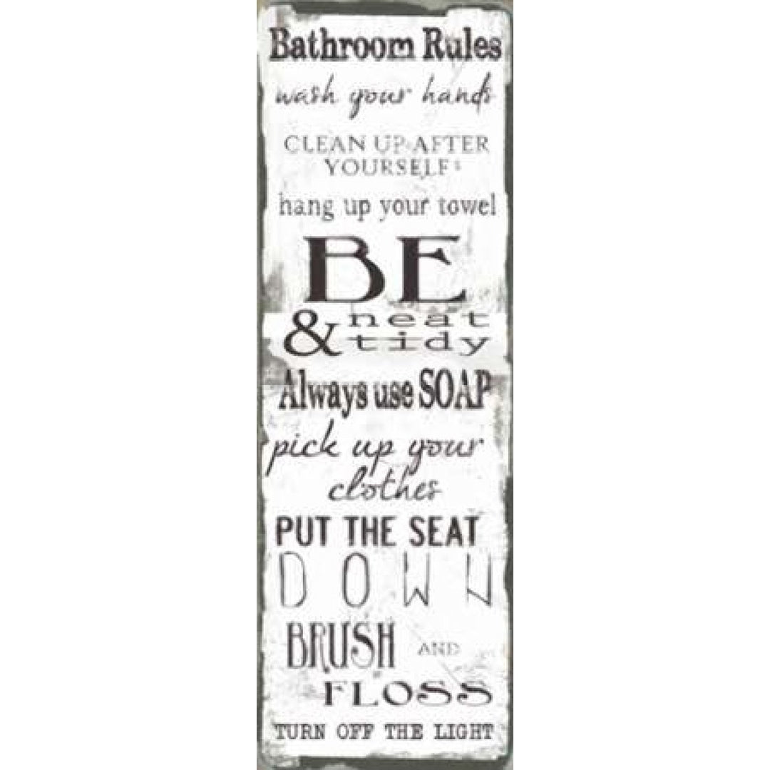 Bathroom Rules White Black Poster Print by Taylor Greene Image 1