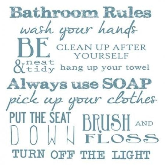 Bathroom Rules White Poster Print by Taylor Greene Image 1