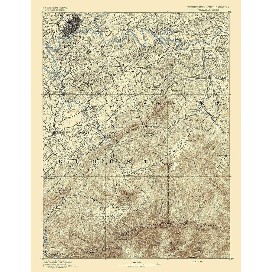 Knoxville Tennessee North Carolina Sheet Poster Print by USGS USGS TNKN0001 Image 1