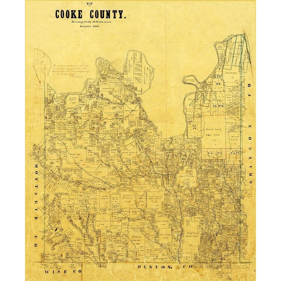 Cooke County Texas - 1868 Poster Print by Unknown Unknown TXCO0022 Image 1