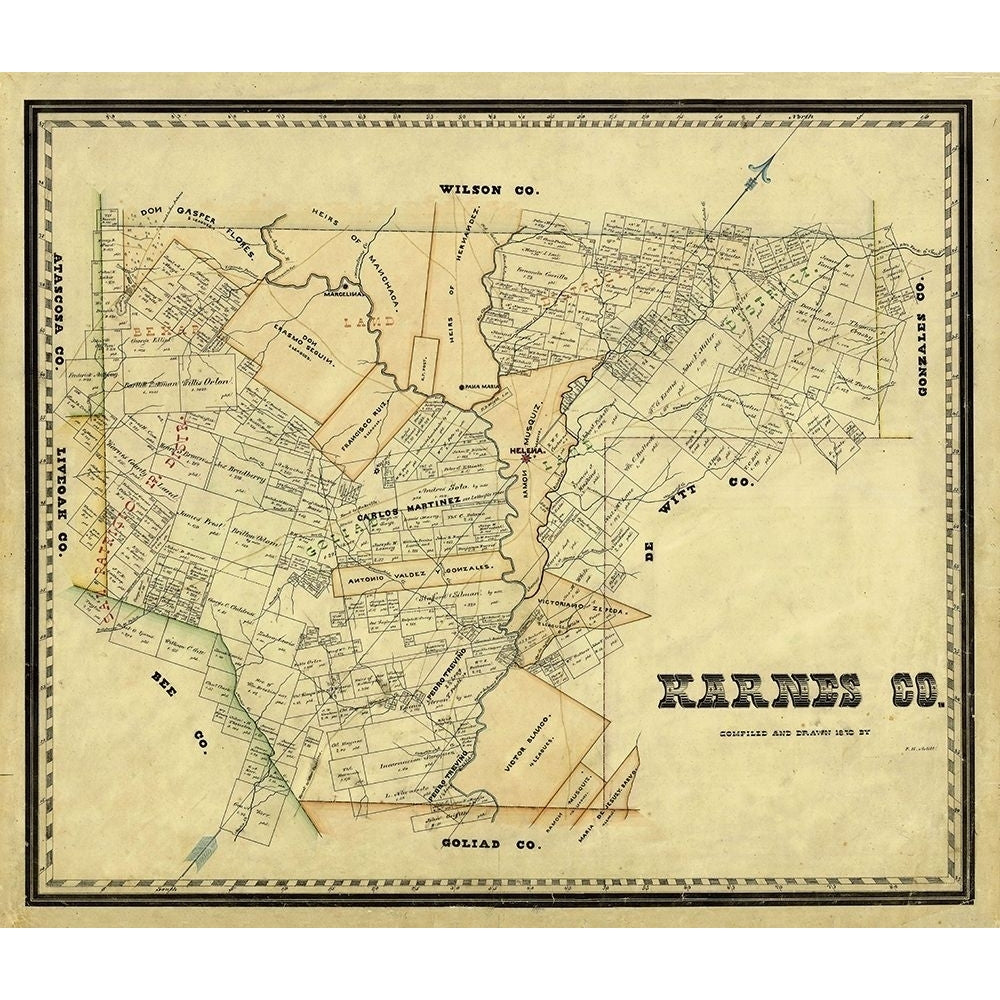 Karnes County Texas - Arlitt 1870 Poster Print by Arlitt Arlitt TXKA0001 Image 1