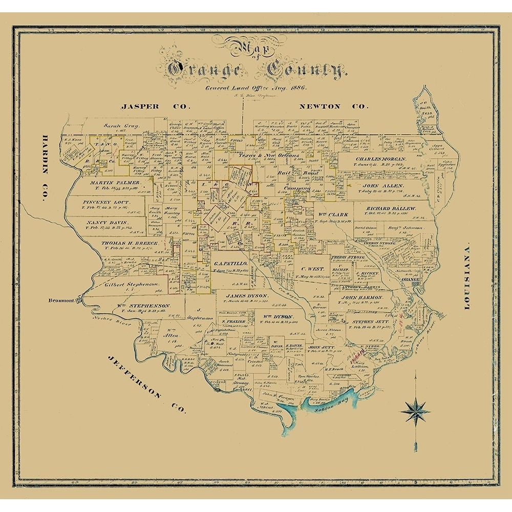 Orange County Texas - Biau 1886 Poster Print by Biau Biau TXOR0001 Image 1