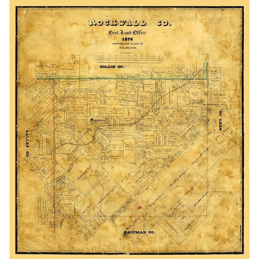 Rockwall County Texas - Arlitt 1874 Poster Print by Arlitt Arlitt TXRO0006 Image 1