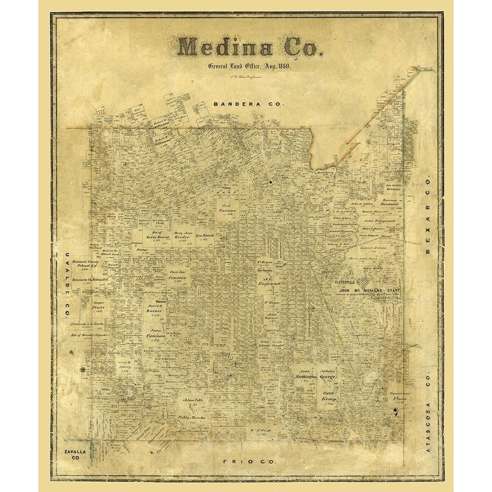 Medina County Texas - Blau 1880 Poster Print by Blau Blau TXME0007 Image 1