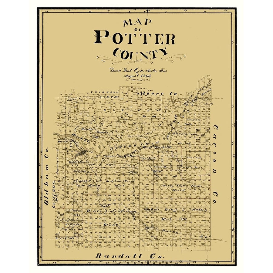 Potter County Texas - Cram 1895 Poster Print by Cram Cram TXPC0001 Image 1