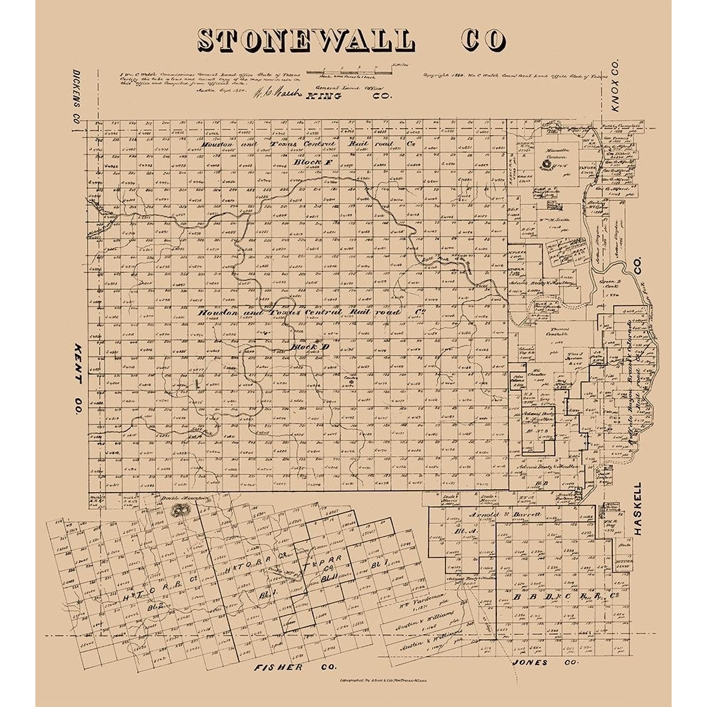 Stonewall County Texas - Walsh 1880 Poster Print by Walsh Walsh TXST0004 Image 1