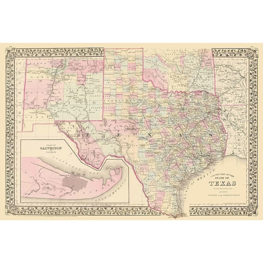 Texas - County Map - Mitchell 1880 Poster Print by Mitchell Mitchell TXTX0003 Image 1