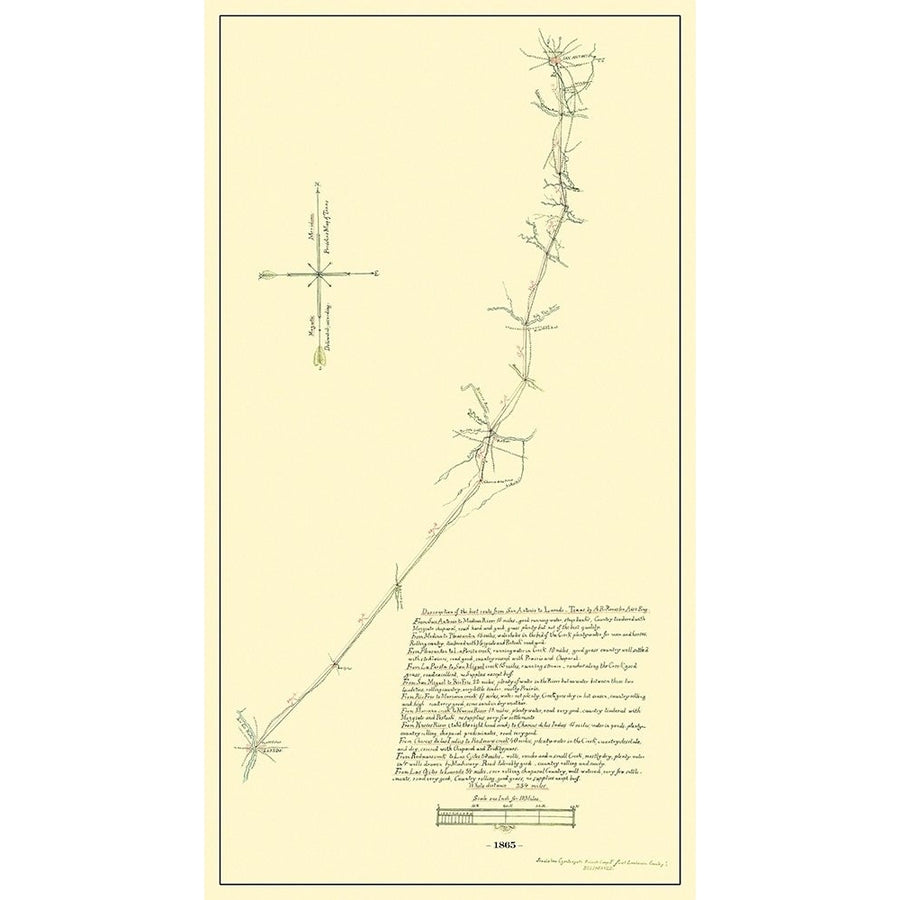 San Antonio To Laredo - 1865 Poster Print by Roessler Roessler TXSA0002 Image 1